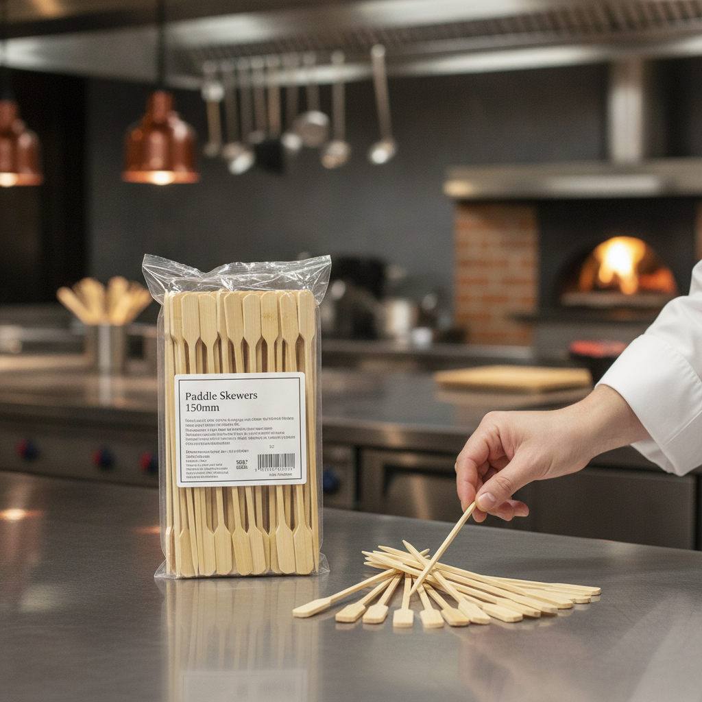 Bamboo Paddle Skewers 150mm for Barbecues & Buffets (Pack of 100)