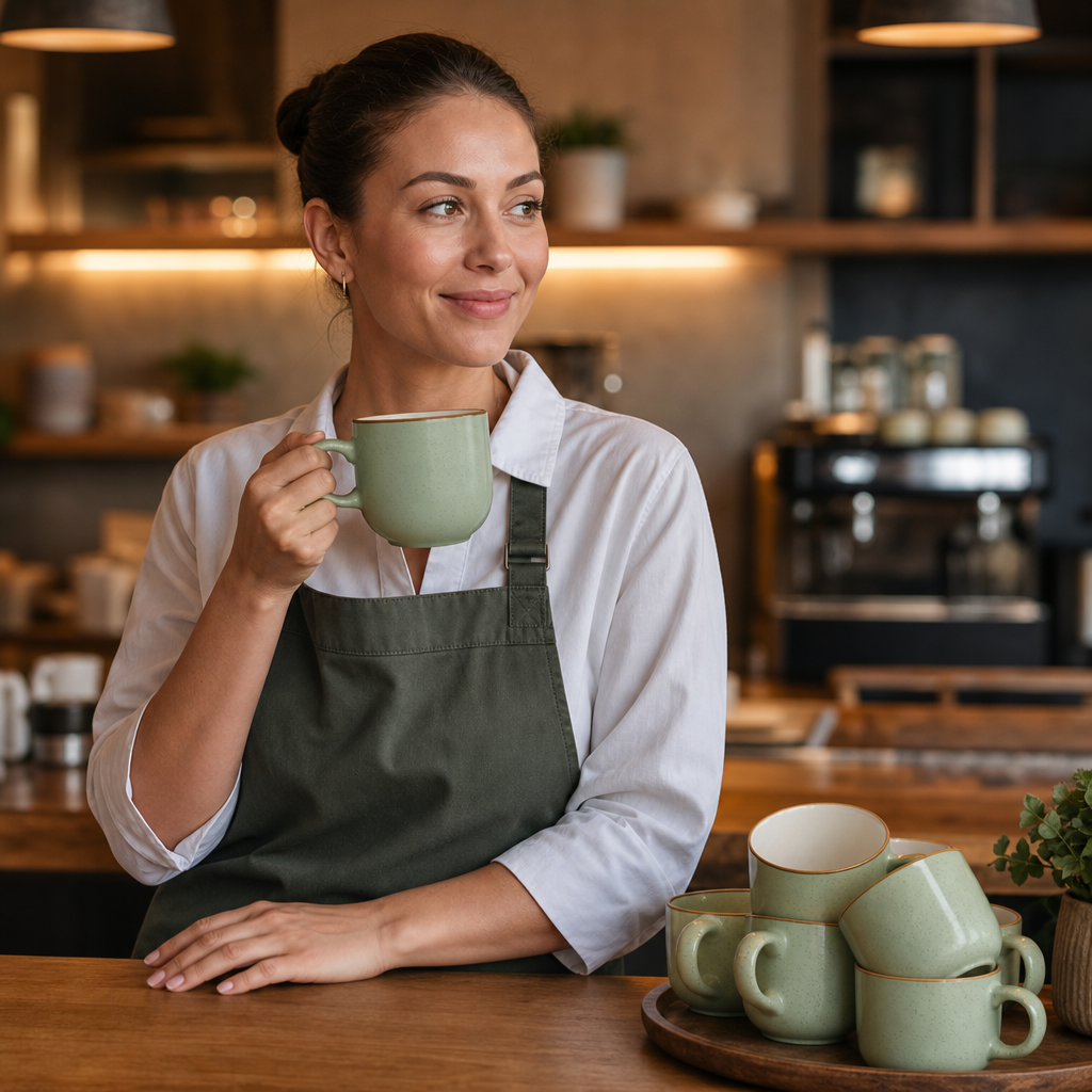 Mugs 280ml Sage Green Ceramic for Hospitality (Pack of 12)
