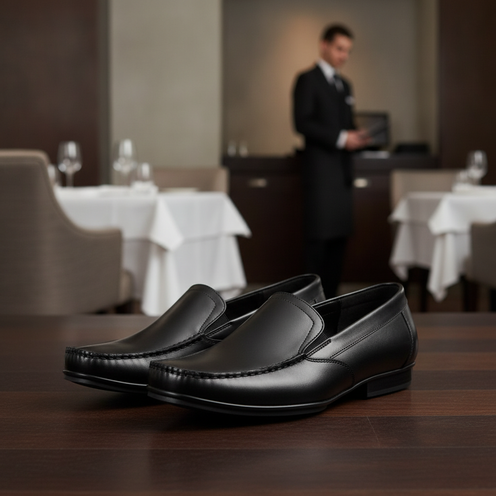 Leather Slip On Dress Shoes for Front of House Staff