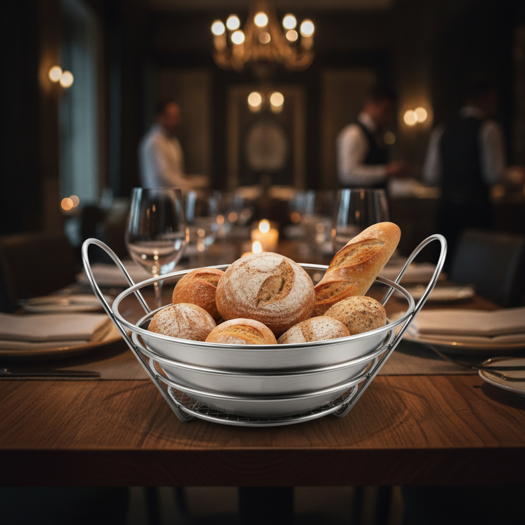 Stainless Steel Bread Basket with Handles 201x234mm for Serving Bread