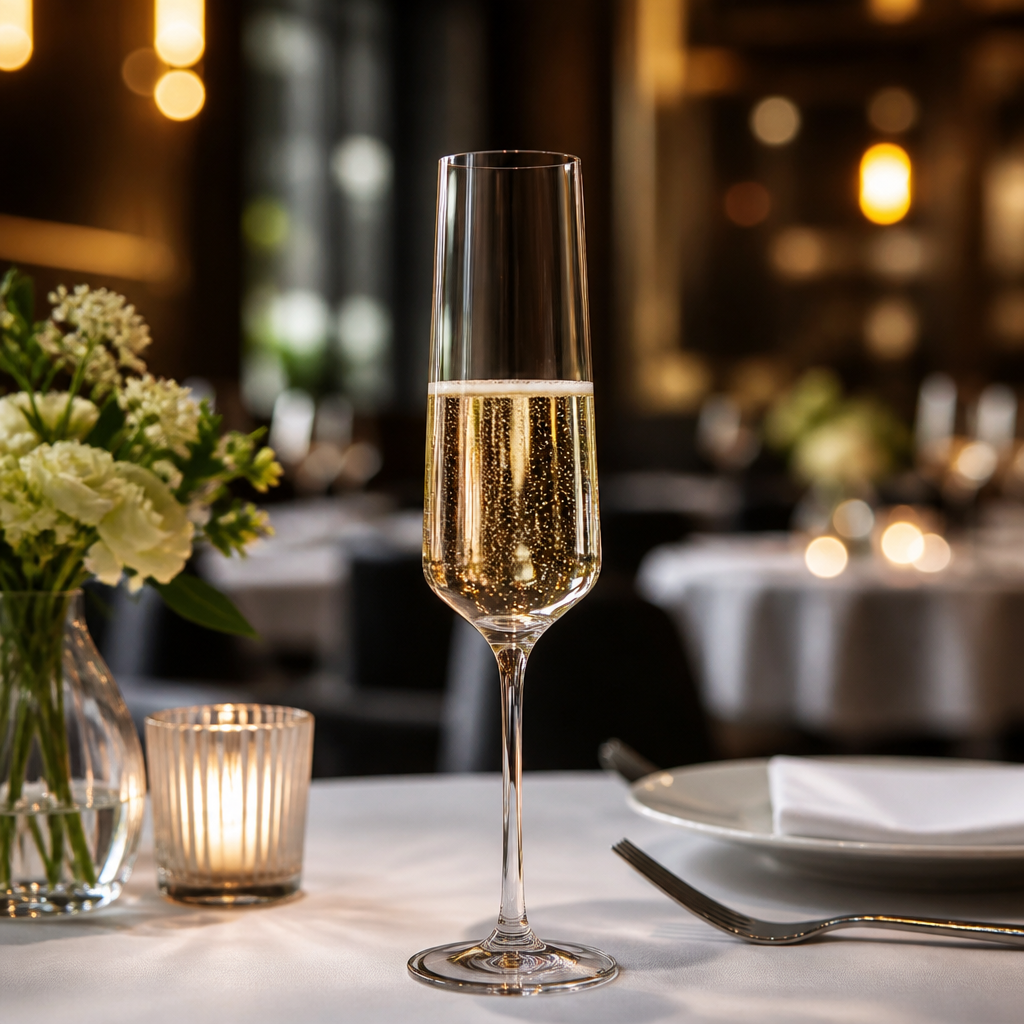 Crystal Champagne Flutes 215ml for Celebrations (Pack of 6)