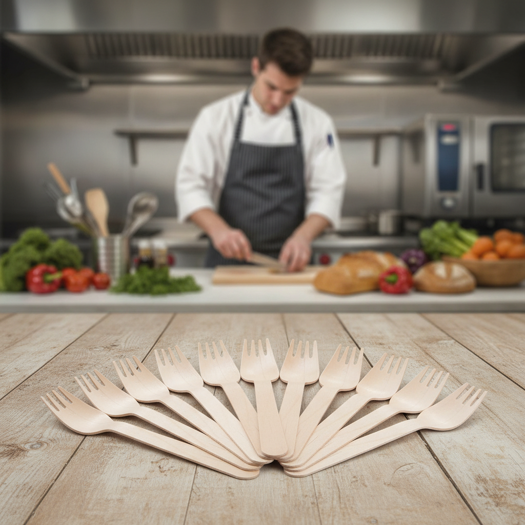 Biodegradable Birch Wooden Forks 155mm for Events & Catering (Pack of 100)