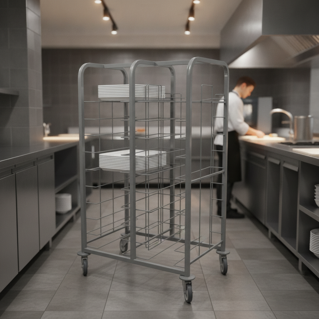 Steel Double Tray Clearing Trolley for Busy Food Service (Pack of 1)
