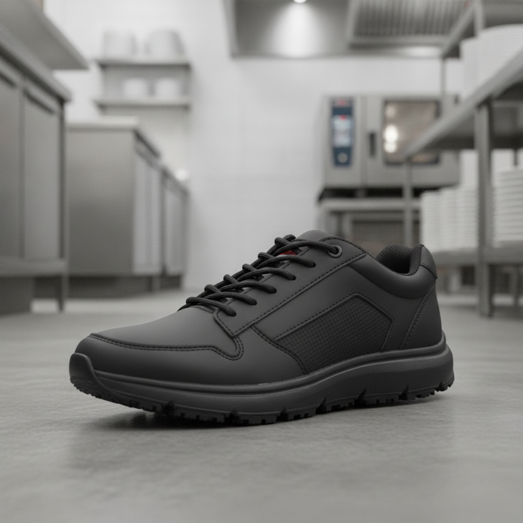 Recycled Microfibre Black Trainers for Professional Use