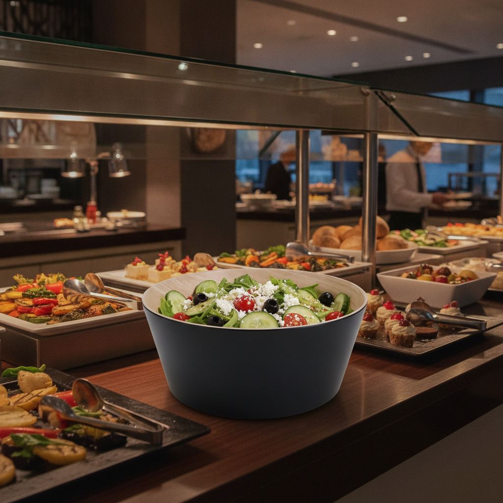 Melamine Black Bowl 1.2L for Buffets