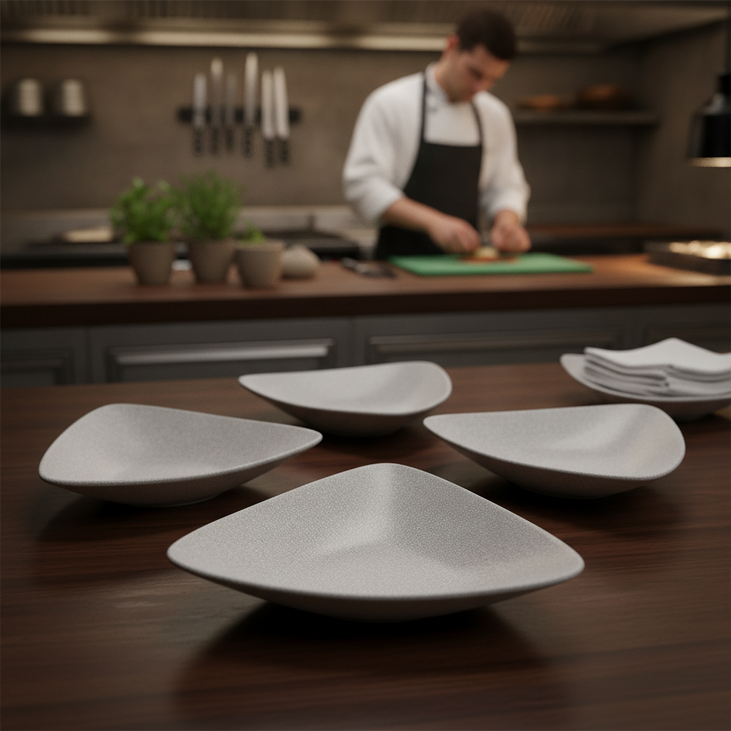 Melamine Triangular Dishes 355mm for Catering & Hospitality (Pack of 4)