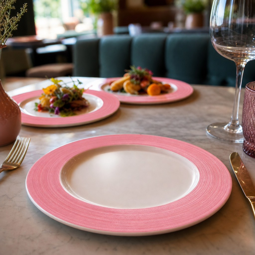 Slimline Plates 157mm Pink Porcelain for Cafés & Restaurants (Pack of 36)