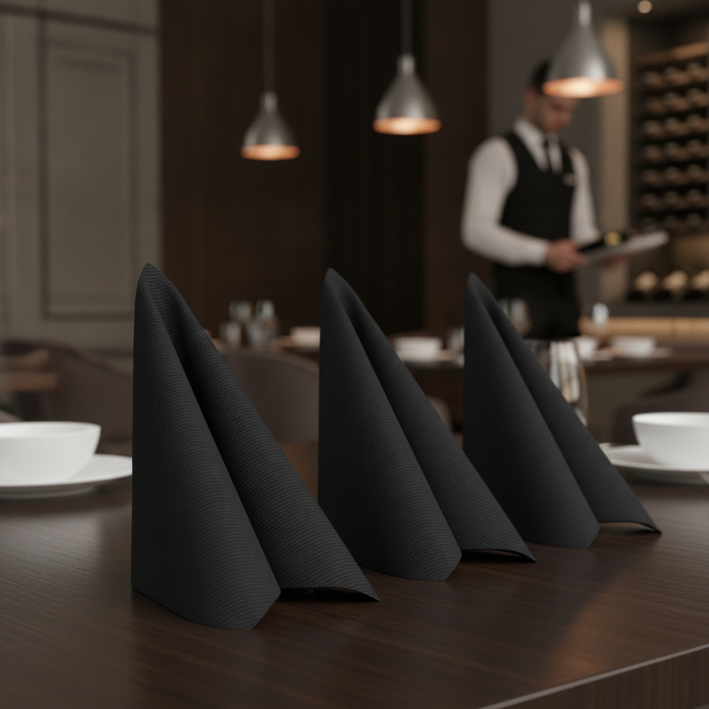 Premium Black Airlaid Dinner Napkins 40x40cm for Restaurants (Pack of 500)