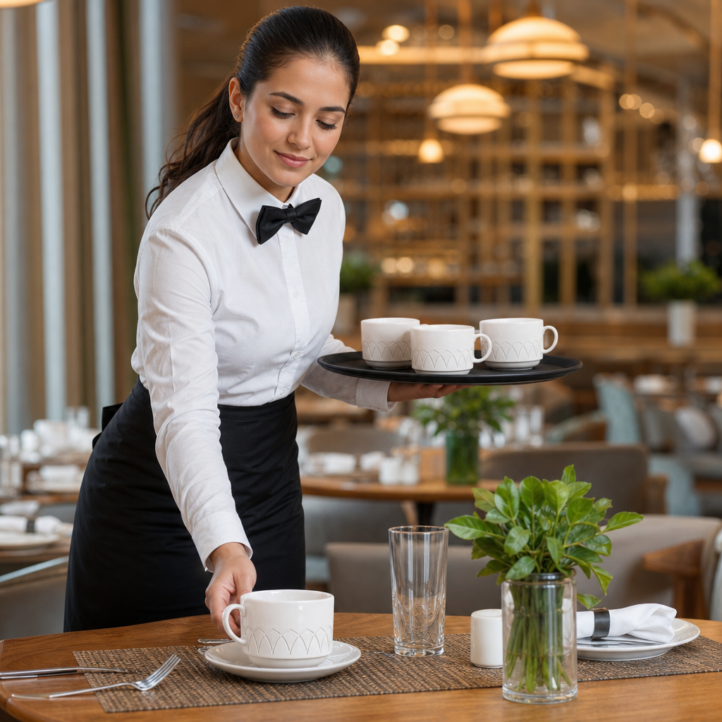 Stacking Tea Cups 206ml Fine China for Home & Office (Pack of 24)