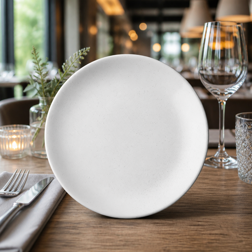Coupe Plates 200mm White Porcelain for Cafés & Restaurants (Pack of 4)