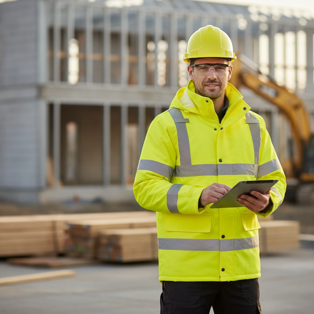 Polyester Hi-Vis Winter Jacket for Outdoor Work