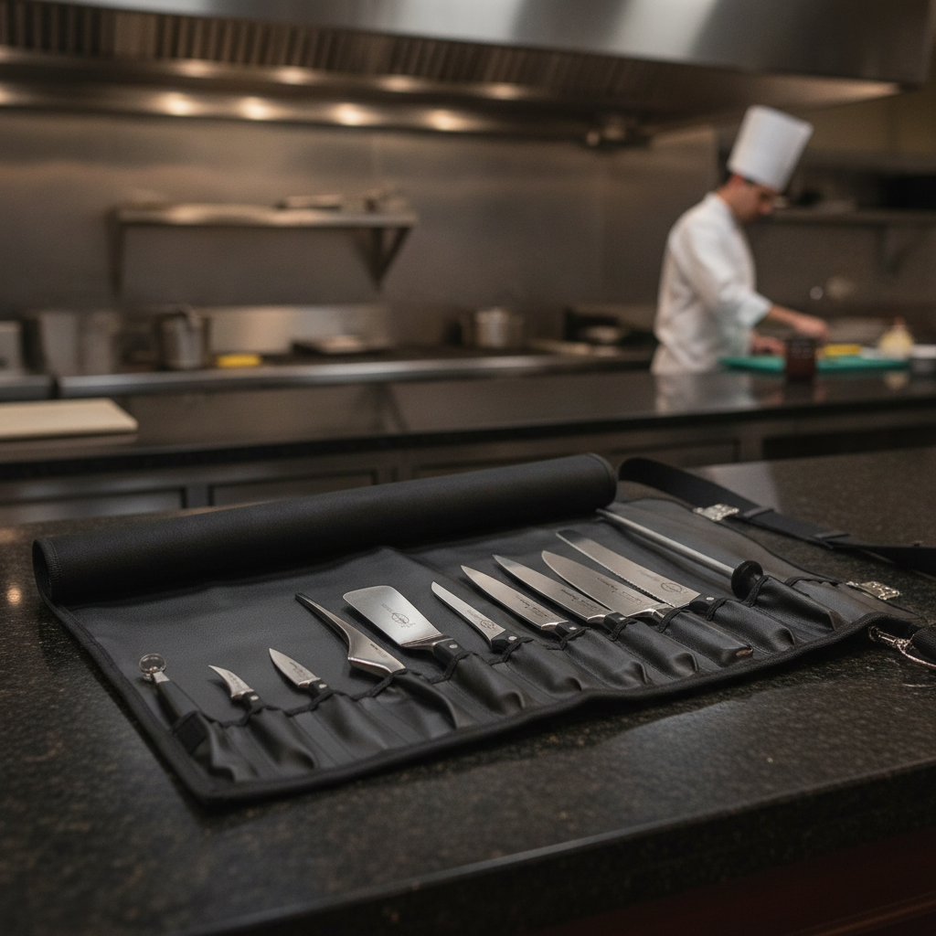 German Stainless Steel Knife Set with Roll Bag for Culinary Professionals