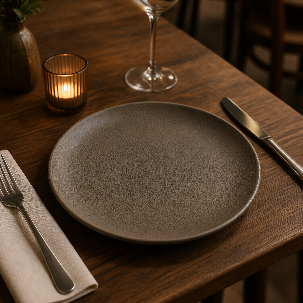 Coupe Plates Mahogany Porcelain for Rustic Dining (Pack of 6)