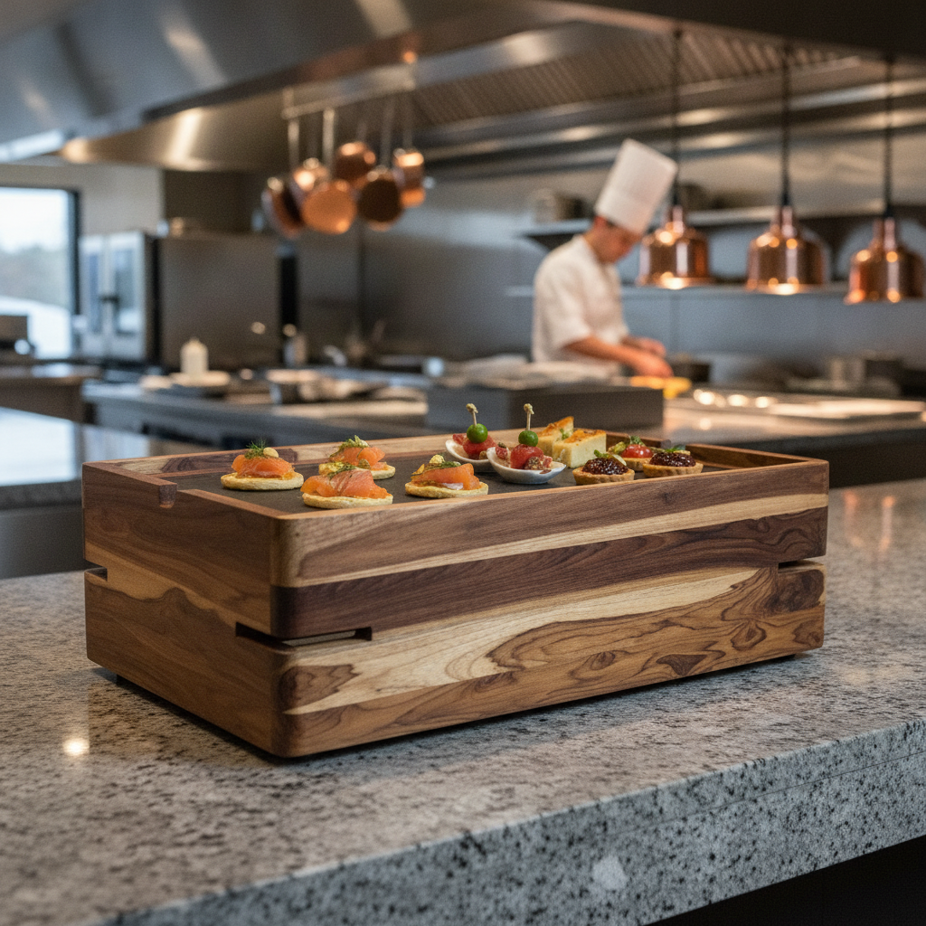 Recycled Teak Buffet Riser 1/1 GN for Elegant Food Presentations