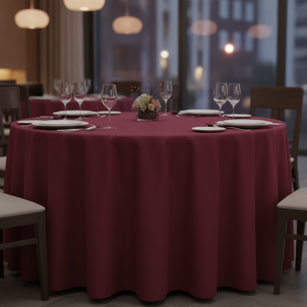 Burgundy Polyester Tablecloth for Elegant Dining Events