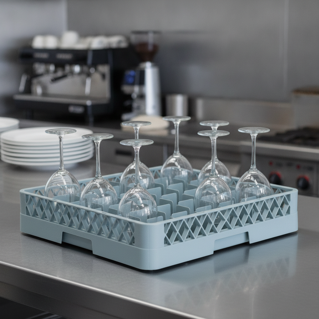 Plastic Glass Rack with 49 Compartments for Commercial Use