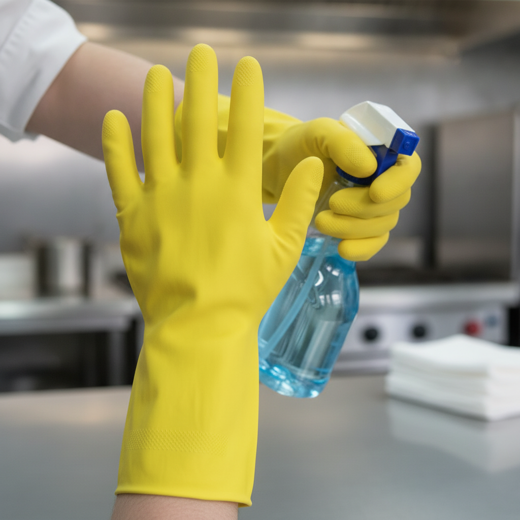 Liquid-Proof Latex Janitorial Gloves for Cleaning (Pack of 1)