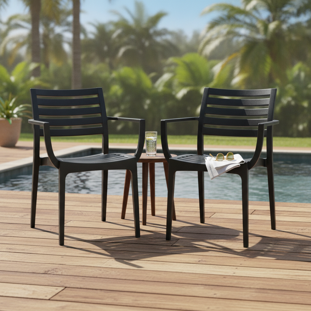 Polypropylene Black Artemis Armchairs 820x580mm for Indoor & Outdoor Use (Pack of 2)