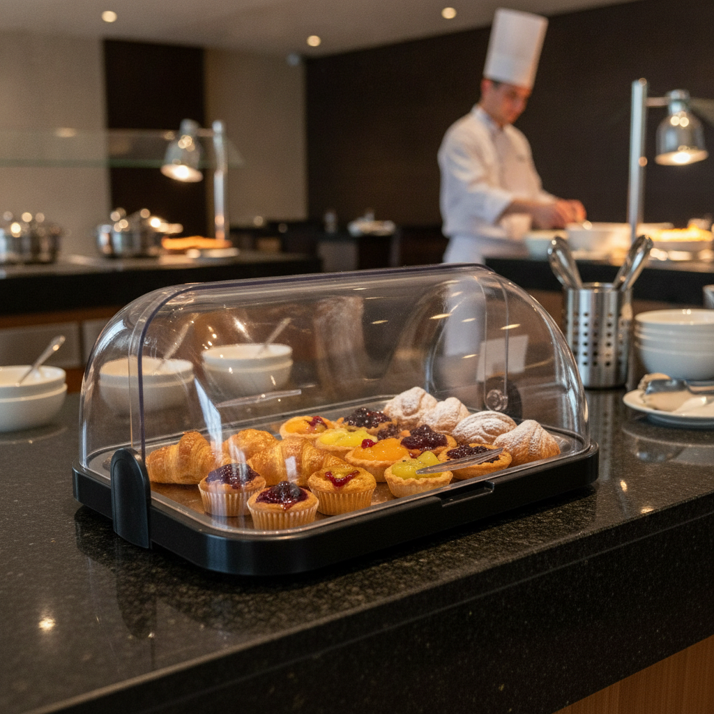 Stainless Steel Roll Top Display Tray 440mm for Buffets