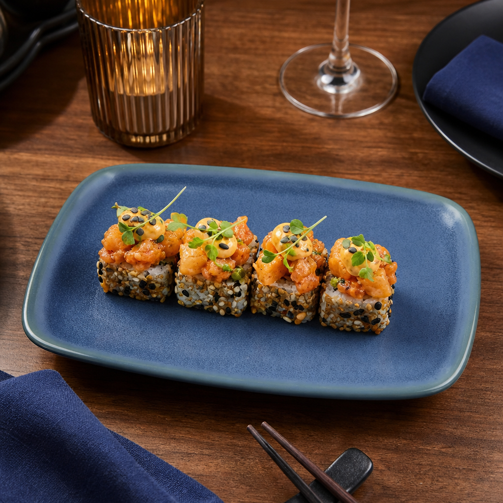 Oblong Plates 222x152mm Blue Vitrified Ceramic for Stylish Dining (Pack of 6)