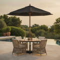 Wood & Polyester Round Parasol 2.5m for Outdoor Spaces