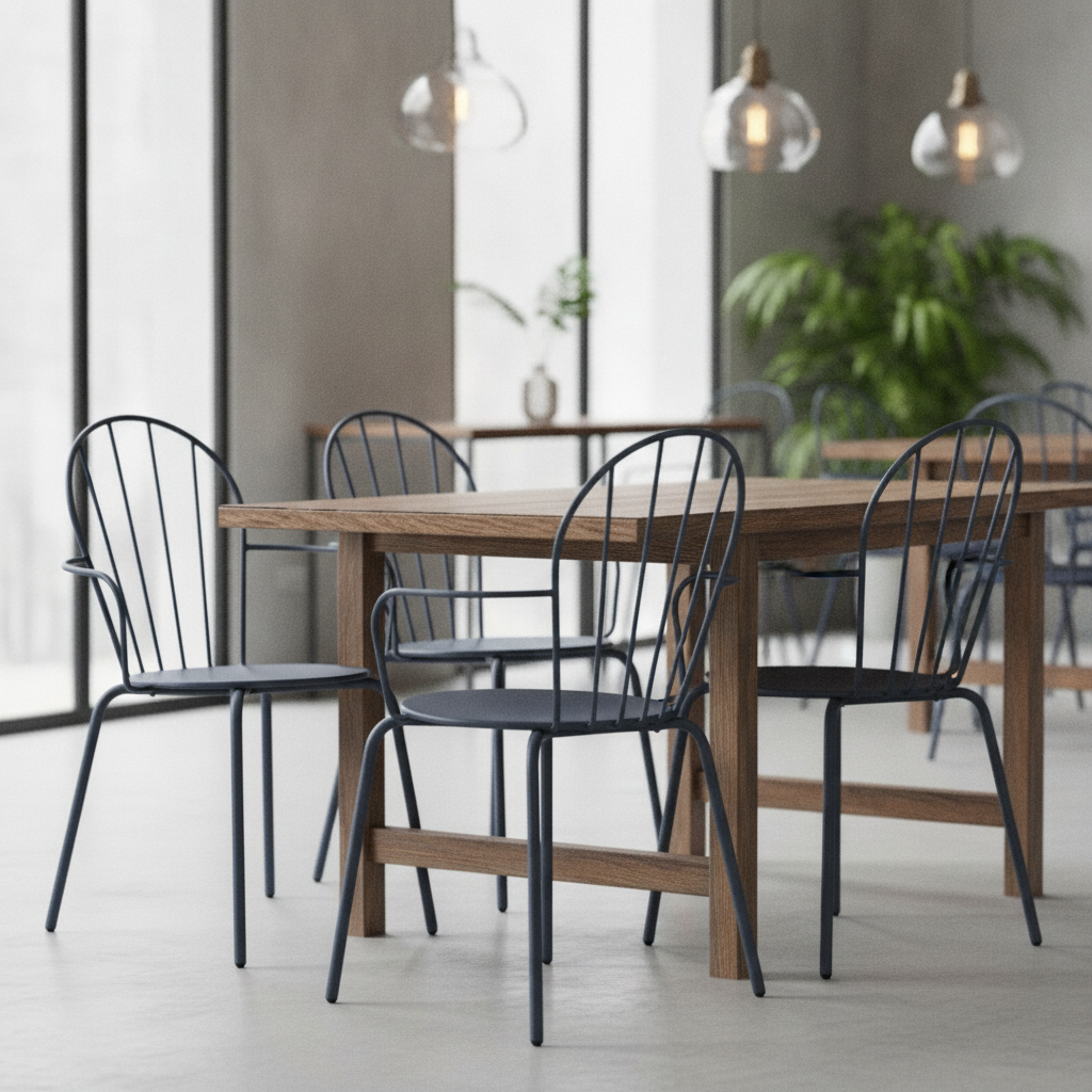 Powder-Coated Steel Armchairs Slate Blue 855x561mm for Restaurants & Cafés (Pack of 4)