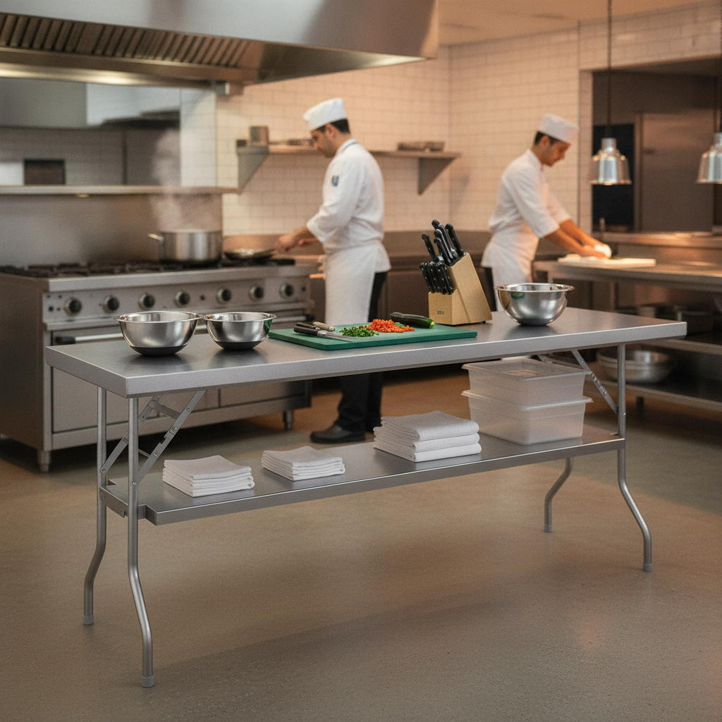 Stainless Steel Folding Work Table 780mm for Events & Catering