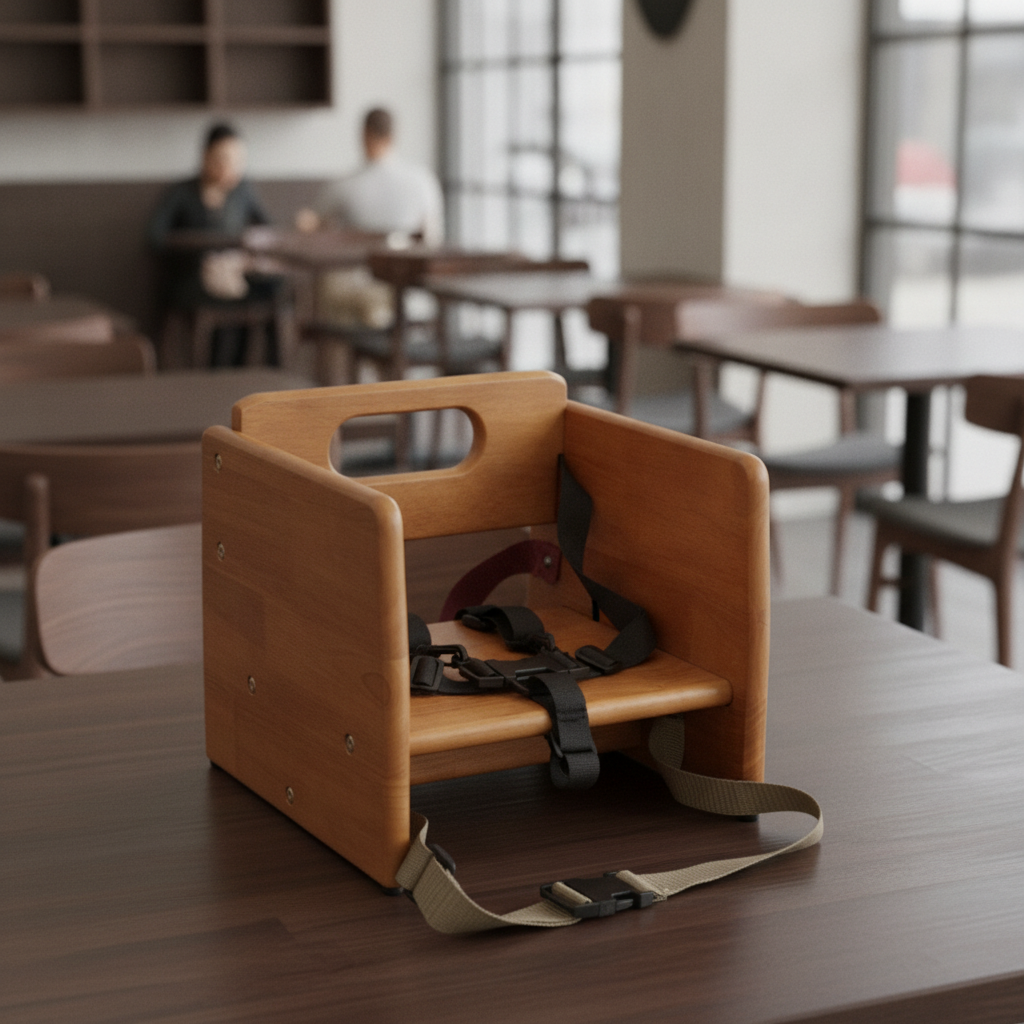 Rubber Wood Baby Booster Seat 284mm for Safe Mealtimes