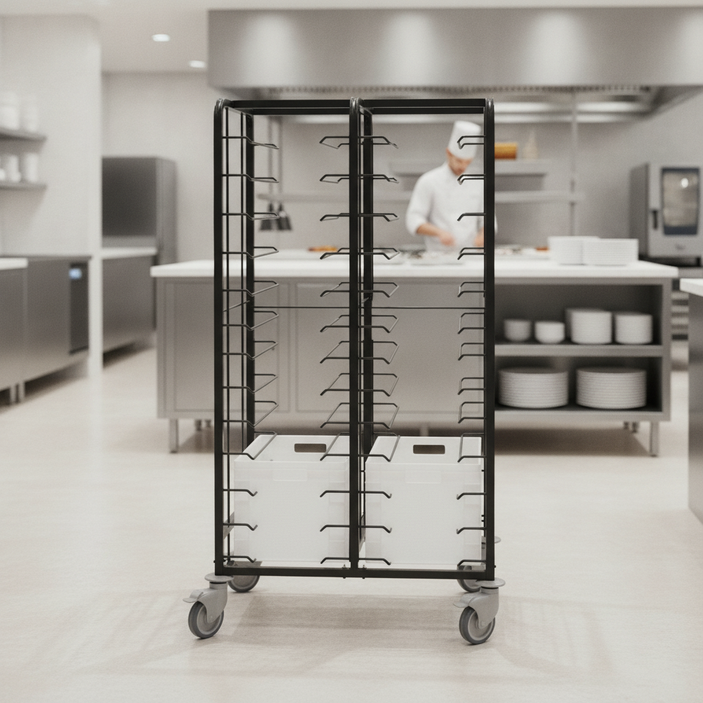 Powder Coated Enamel Clearing Trolley for Catering & Hospitality