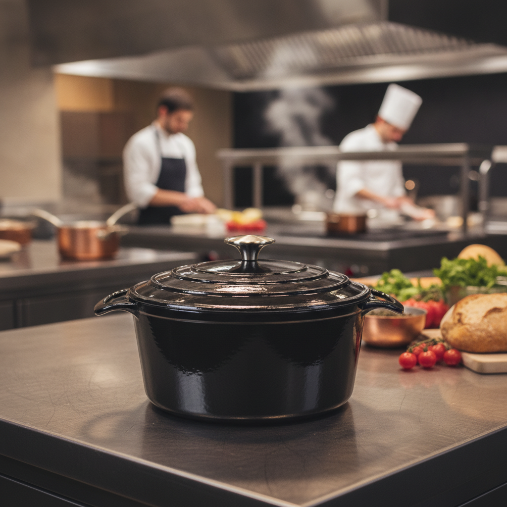 Cast Iron Round Casserole Dish 3.2L for Professional Kitchens