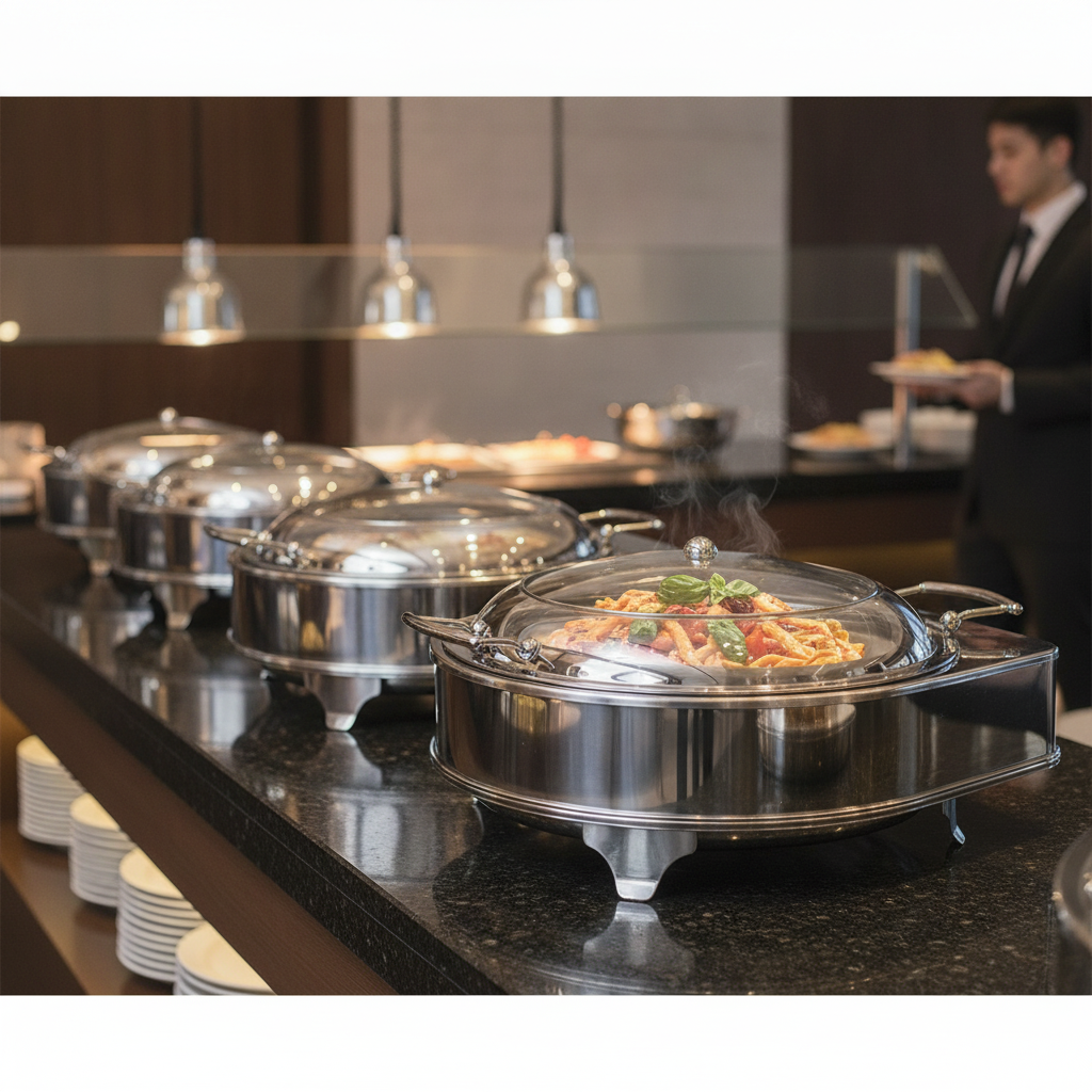 304 Stainless Steel Round Chafer 6L for Buffet Use