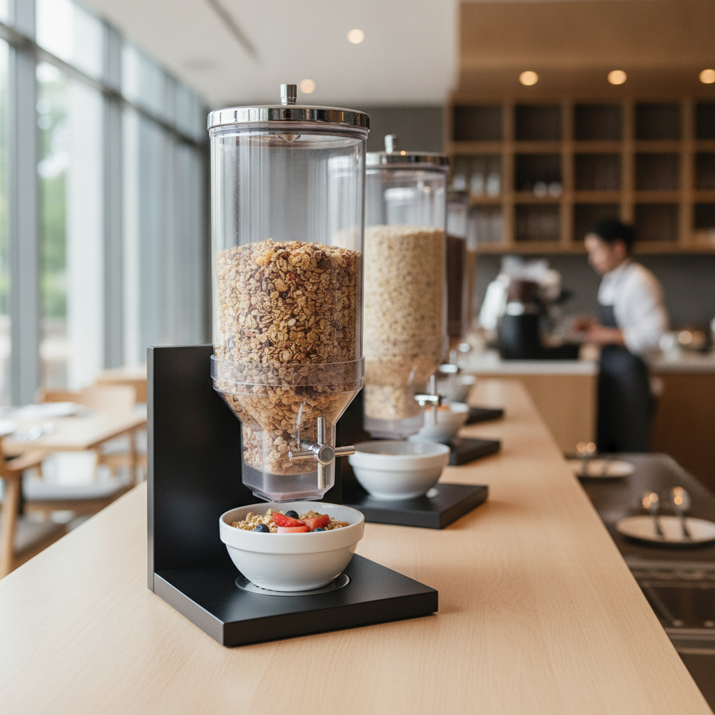 Wood Cereal Dispenser 4.5L for Efficient Breakfast Service