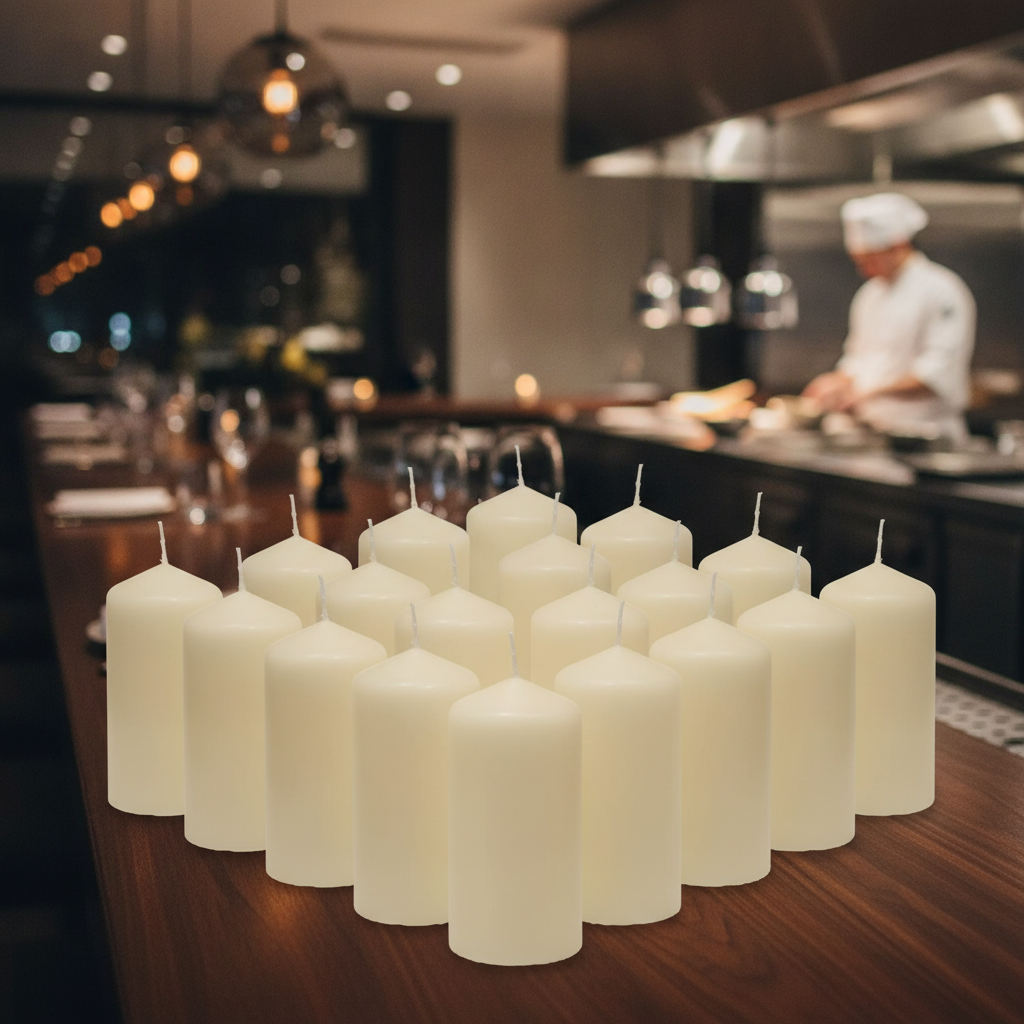 Wax Ivory Pillar Candles 120mm for Creating Ambience (Pack of 12)
