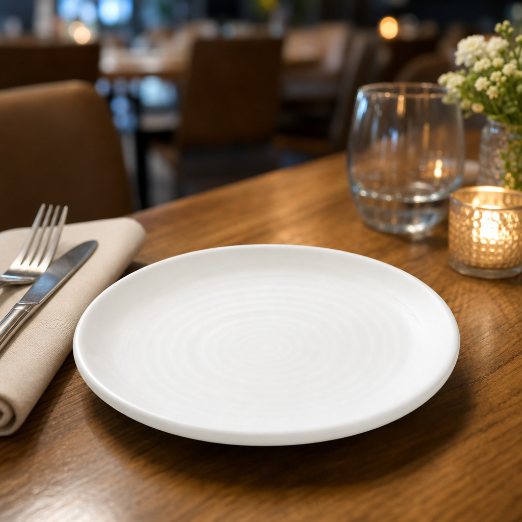 White Plates 170mm Natural Vitrified Ceramic for Hospitality Use (Pack of 6)
