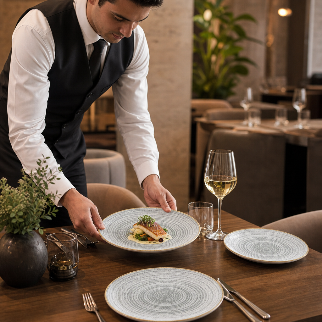 Coupe Plates 288mm Grey Porcelain for Dining Tables (Pack of 12)
