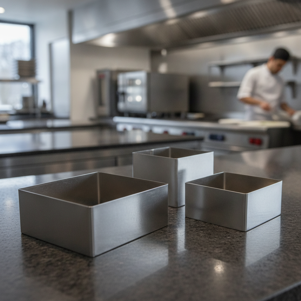 Stainless Steel Mousse Squares for Professional Kitchens (Pack of 4)
