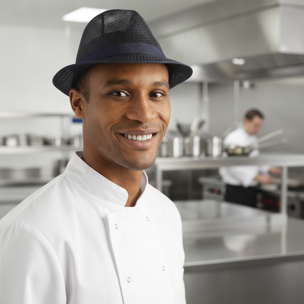 Lightweight Mesh Navy Trilby Hat for Staff Use (Size M)