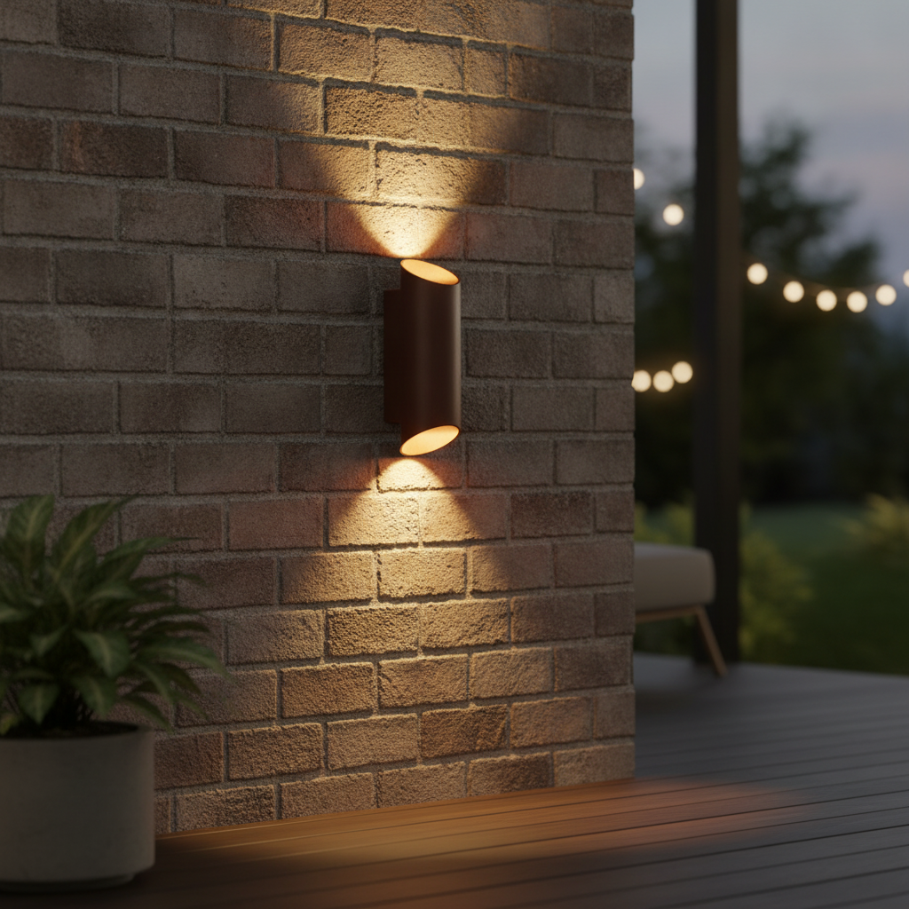 Aluminium Outdoor Wall Light in Rusty Finish for Exterior Spaces