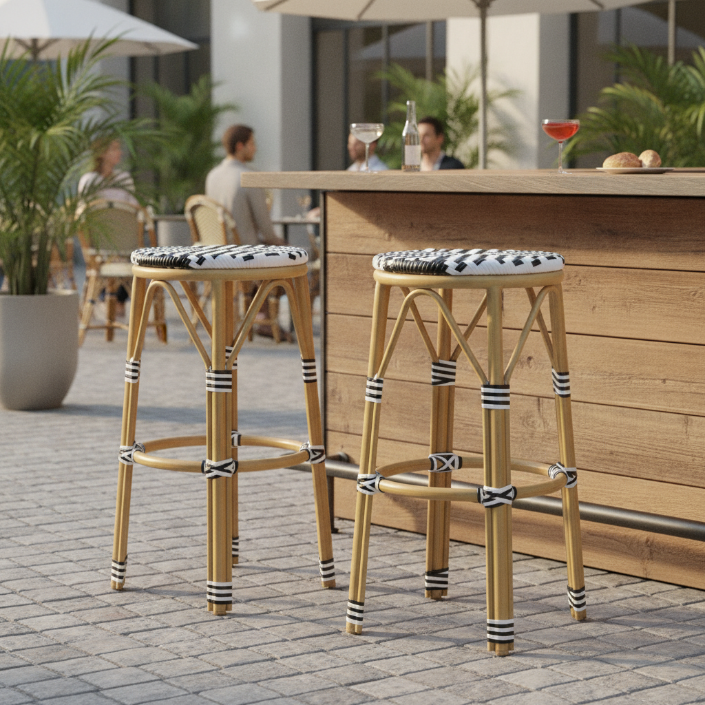 Polyethylene Black Bar Stools 750mm for Indoor & Outdoor Use (Pack of 2)