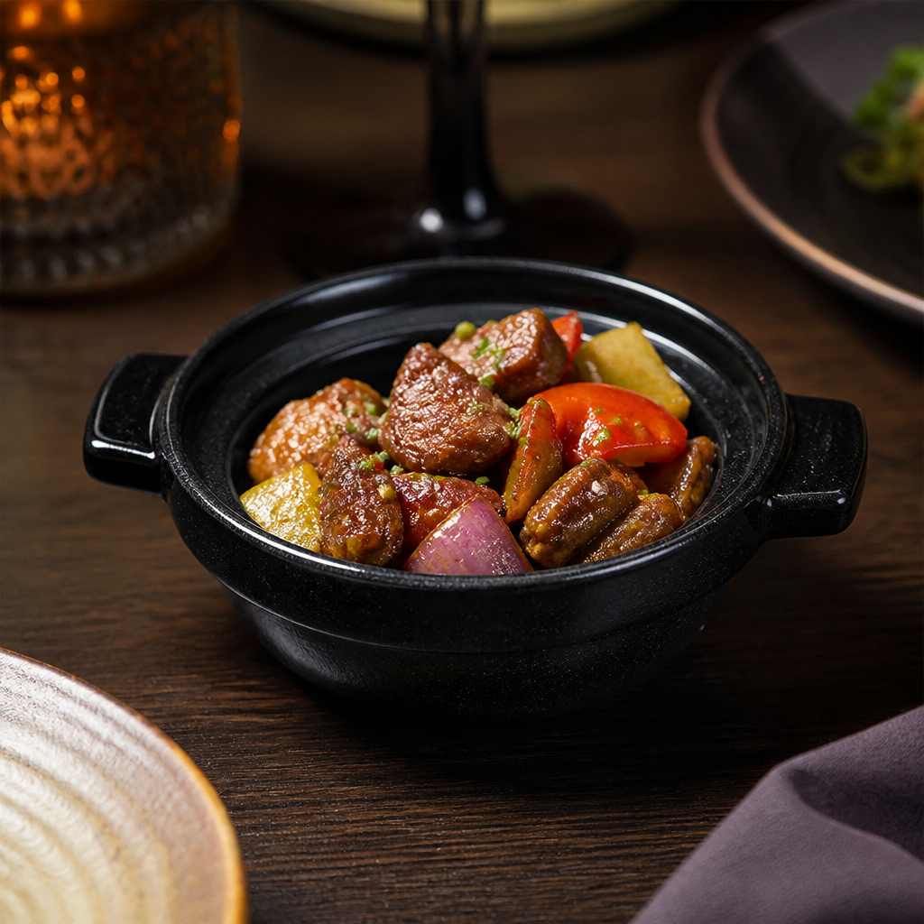 Black Igneous Stoneware Individual Dishes 120mm for Hearty Meals