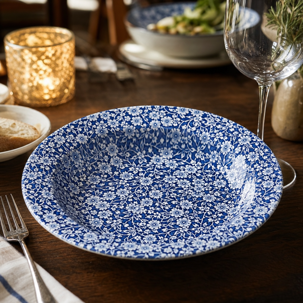 Vintage Floral Rimmed Bowls 265mm for Elegant Table Settings
