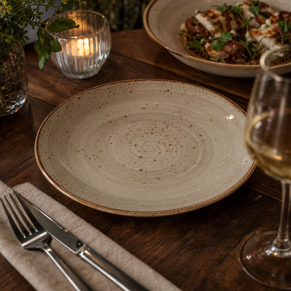 Coupe Plates 203mm Porcelain for Rustic Dining (Pack of 24)