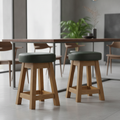 Rubber Wood Low Stools with Deep Padded Seat 475x335mm for Dining Spaces (Pack of 2)