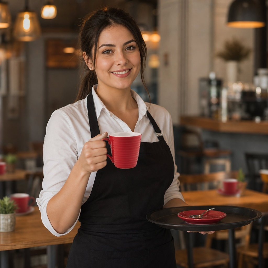 Mugs 340ml Red Stoneware for Cafés & Restaurants (Pack of 6)
