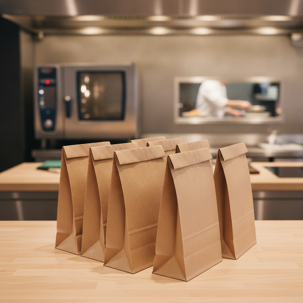 Brown Paper Sealable Takeaway Bags Medium for Delivery Services (Pack of 250)