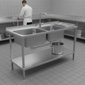304 Stainless Steel Double Sink Unit 1500mm for Commercial Kitchens