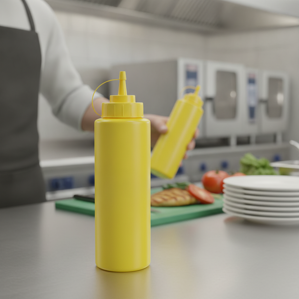 Polyethylene Yellow Squeeze Sauce Bottle 35oz for Cafés