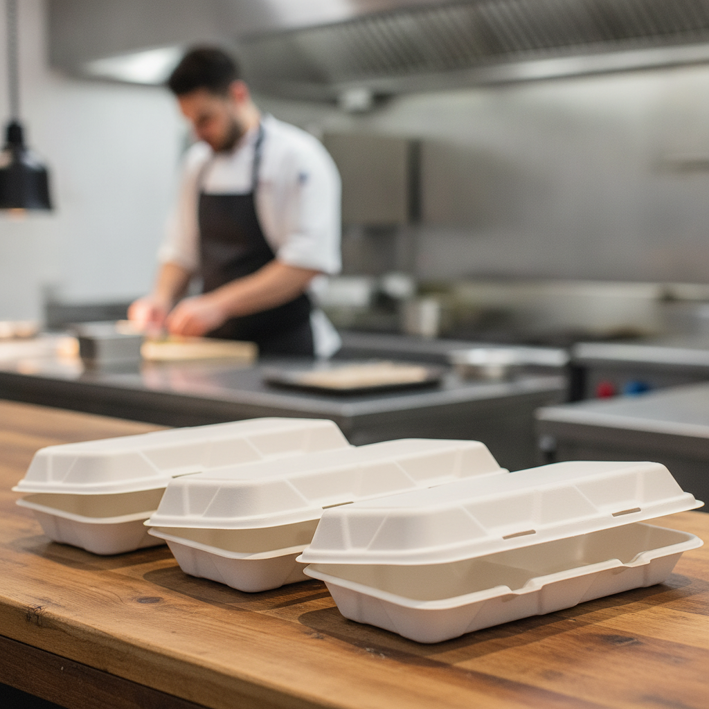 Moulded Fibre Clamshell Takeaway Boxes 12x6" for Food Service (Pack of 250)