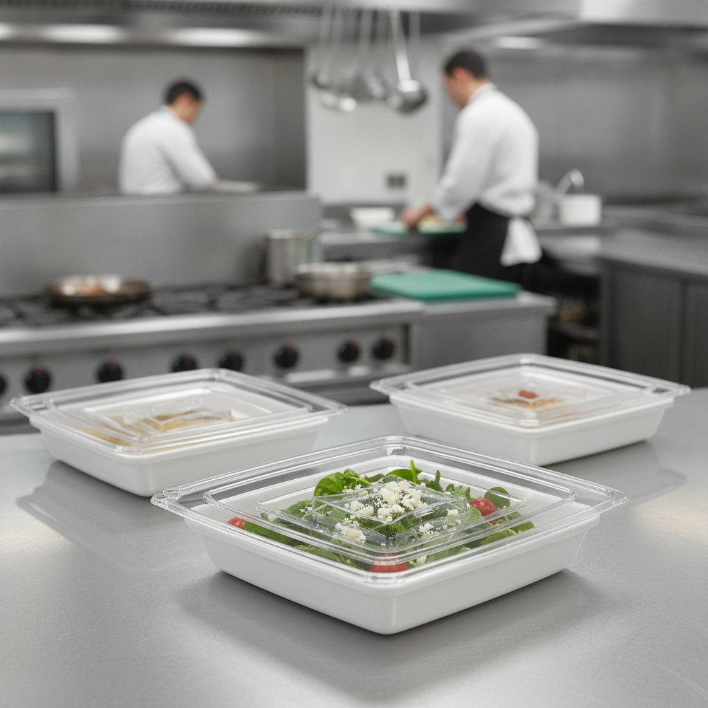 Transparent SAN Square Cover 195mm for Serving Dishes