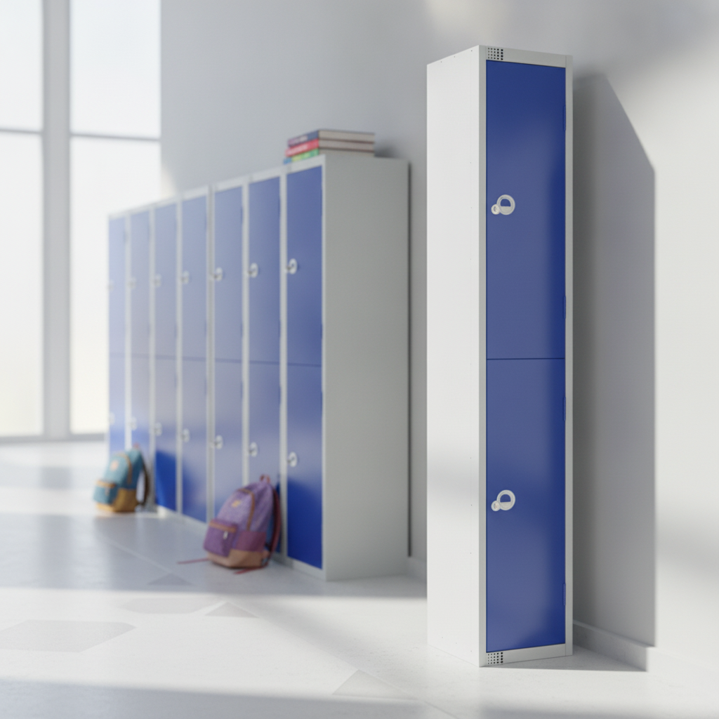 Blue Powder Coated Steel Lockers 300mm Deep for Schools & Universities